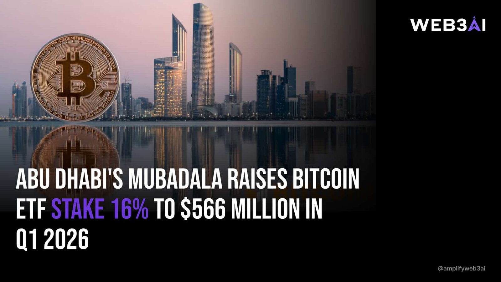 Abu Dhabi's Mubadala Raises Bitcoin ETF Stake 16% to $566 Million in Q1 2026